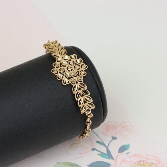 "Elegant Floral Leaf Rose Gold Bracelet with Adjustable, XPBL1137 - Picture 2 of 13